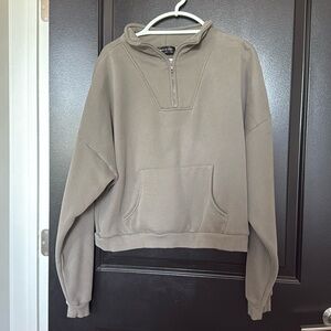 White fox Cropped Quarter Zip
